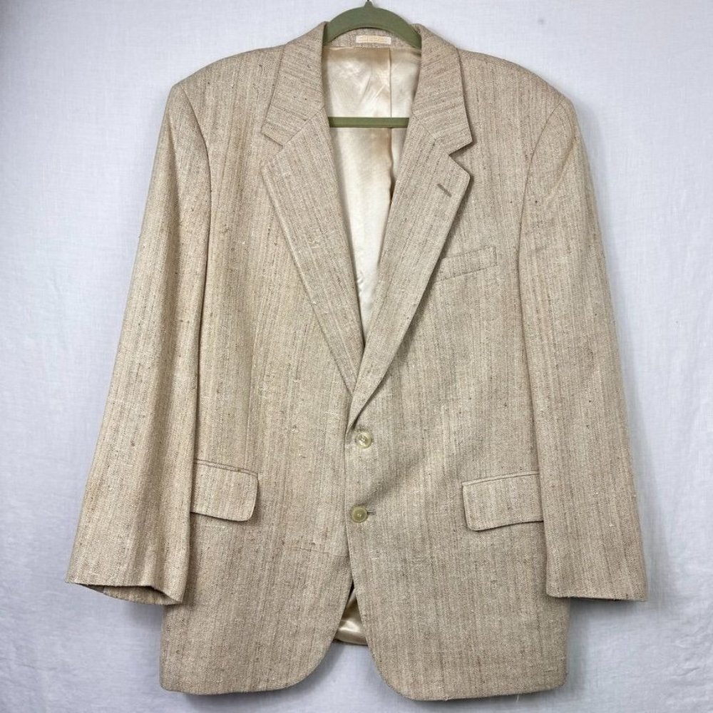 Andre Villard Woven Blazer Sport Coat Men 43R Casual Linen Neutral Unisex‎ Layer